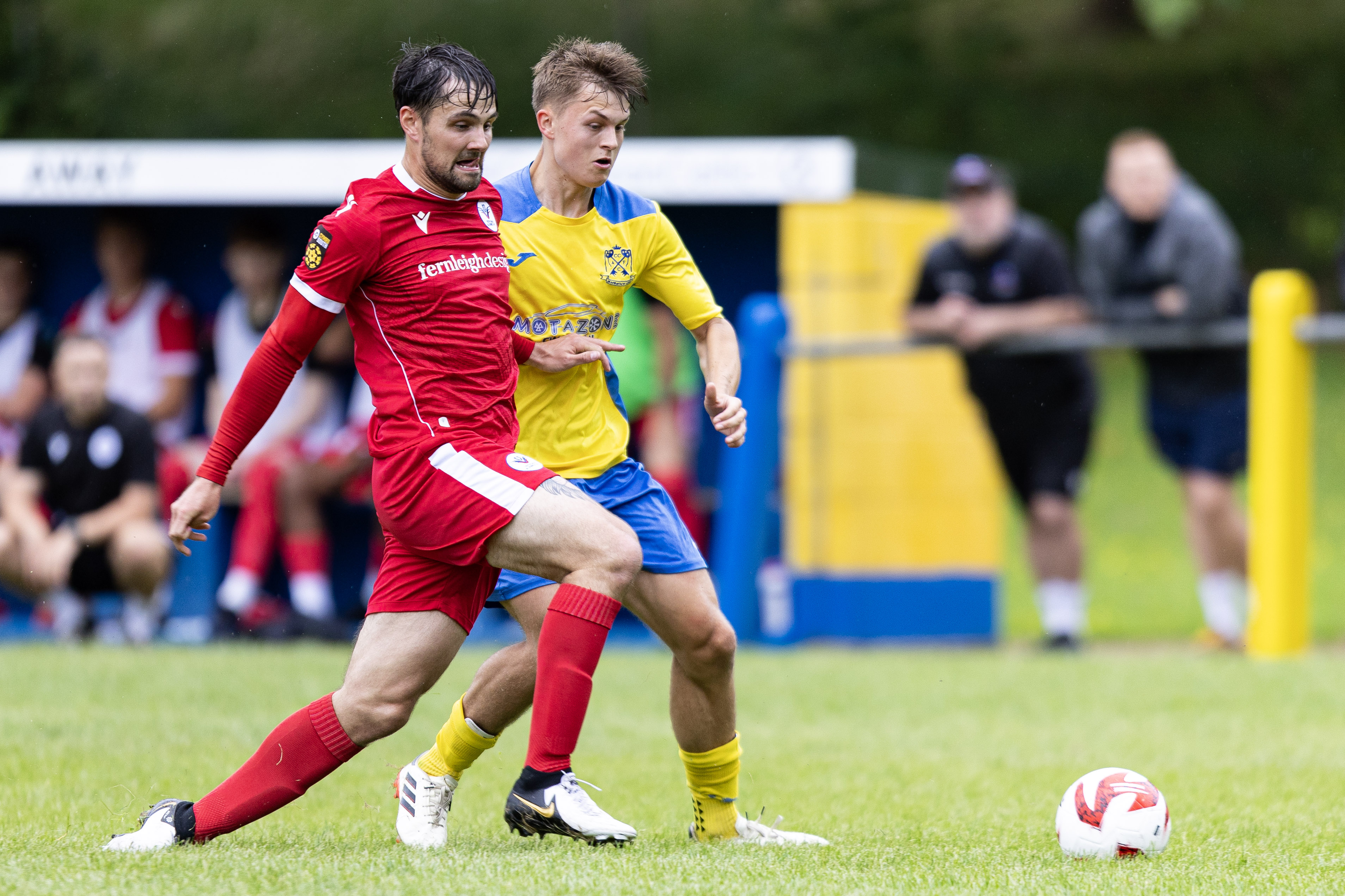 CWMBRAN, WALES - 20th JULY 2024: Cymru South clubs Cwmbran Celtic v Trethomas Bluebirds in the Nathaniel MG Cup at Celtic Park on the 20th July 2024. (