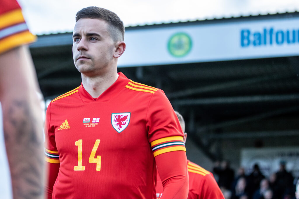 TNS defender Danny Davies walks out playing for Wales C in a match against England C at Caernarfon. 