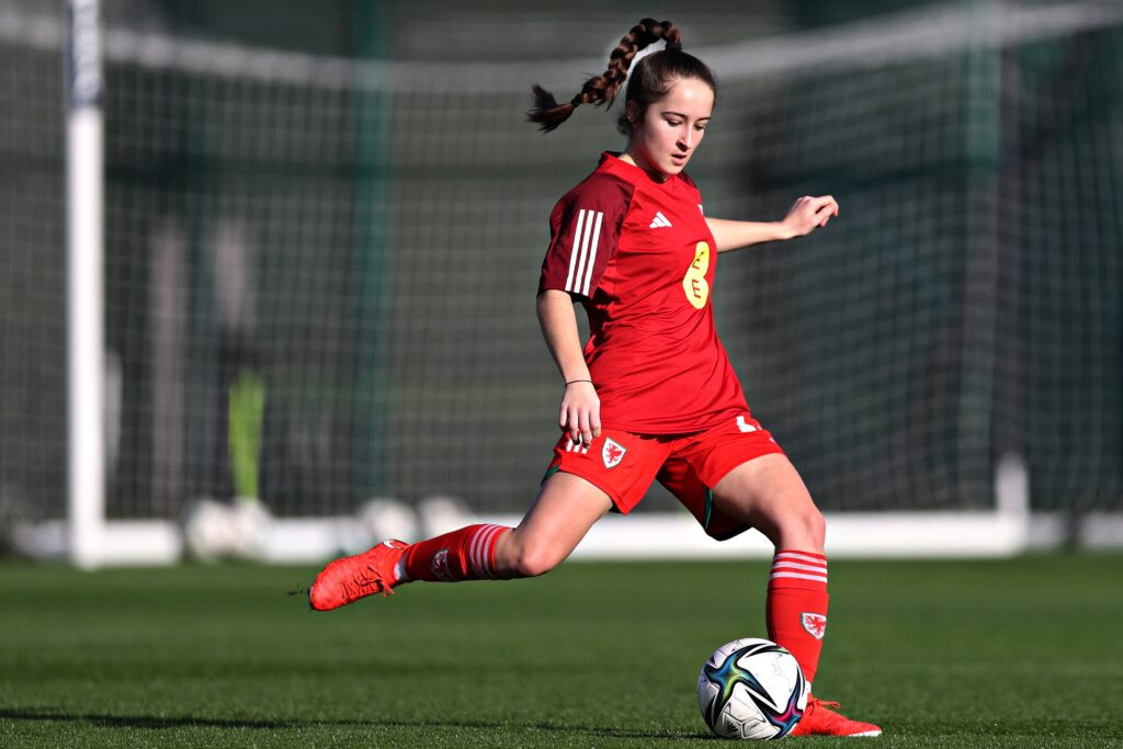 Briton Ferry's Maia Owen in action for Wales U19 against Scotland U19