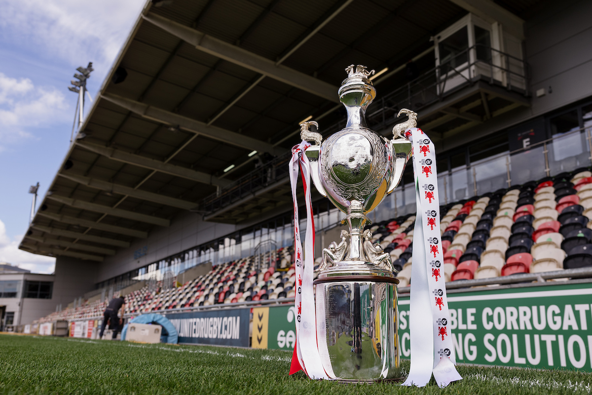 A detailed view of the Welsh Cup at Newport County's Rodney Parade