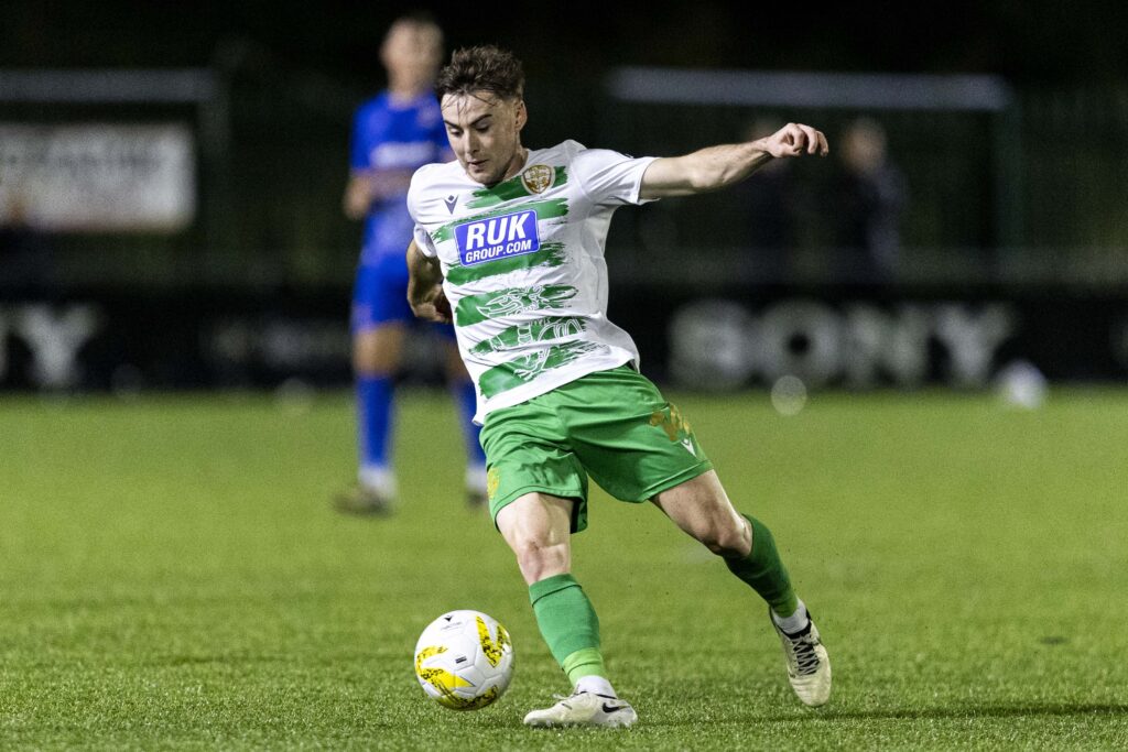 Dan Williams in action for TNS in the Cymru Premier against Penybont.