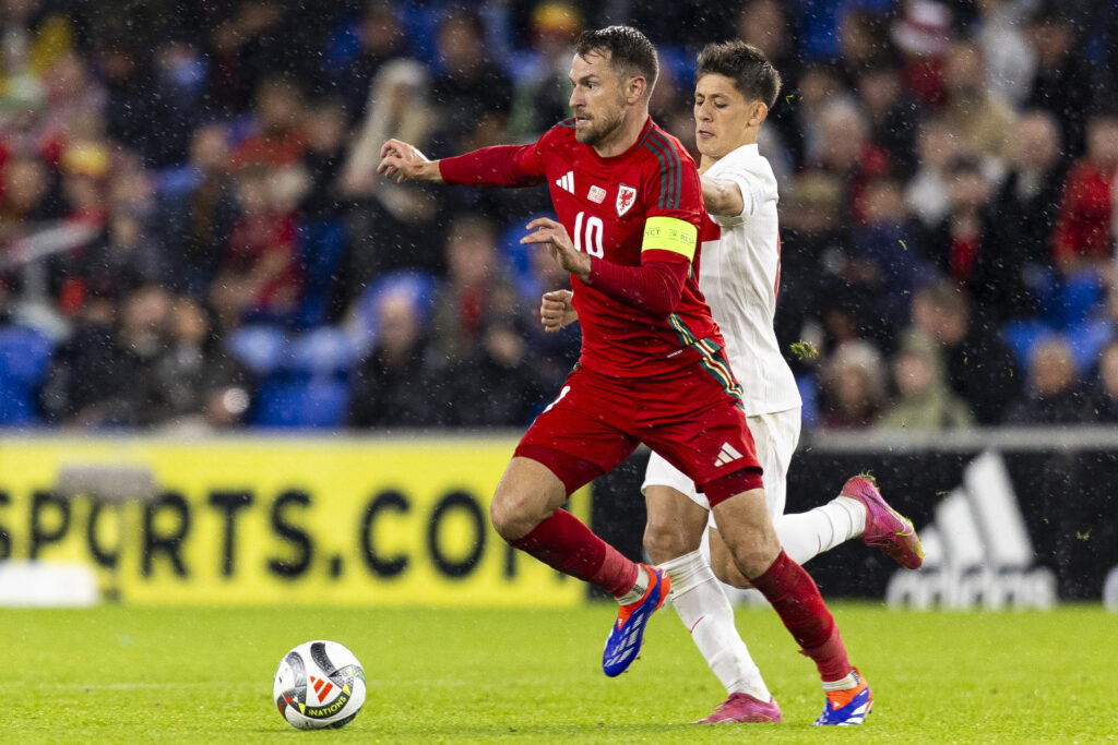 Aaron Ramsey in action for Wales against Turkiye in the UEFA Nations League