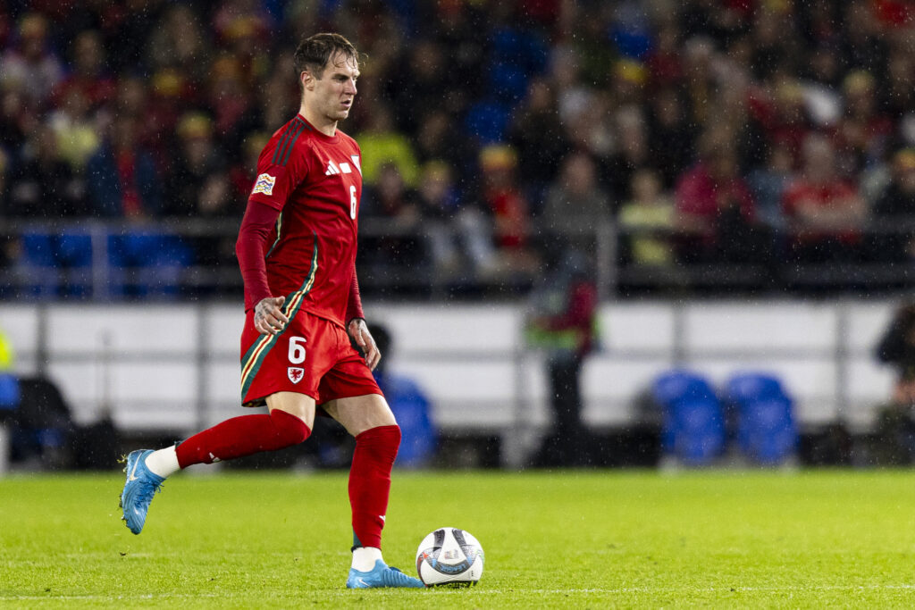 Joe Rodon in action for Wales against Turkiye in the UEFA Nations League