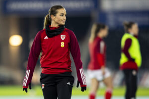 Wales’ Megan Wynne ahead of the UEFA Women’s Nations League A Group A3 match between Wales and Germany at The Swansea.com Stadium in Swansea, Wales