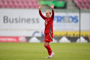 International Football, UEFA Womens Euro 2025 qualifier League B match between Wales Women and Kosovo Women at Parc y Scarlets, Llanelli, Wales, UK.