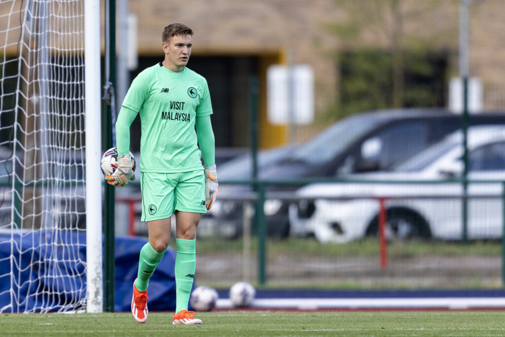 Cardiff City goalkeeper Matthew Turner in action.
Cardiff City v Pontypridd United in the Nathaniel MG Cup at Cardiff International Sports Stadium on the 2nd August 2024.