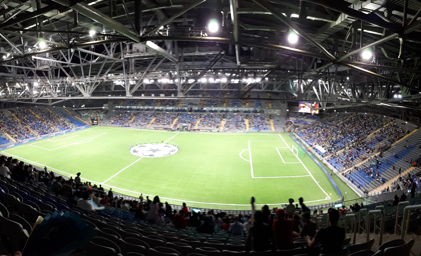 Astana Arena before the UEFA Champions League play-off round match between FC Astana and Celtic FC.