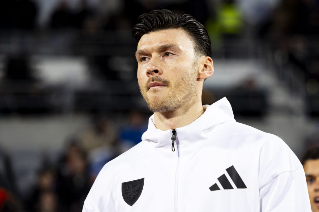 Kieffer Moore of Wales ahead of kick off.
Iceland v Wales in the UEFA Nations League at Laugardalsvöllur Stadium on the 11th October 2024.