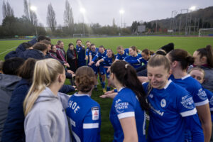 Genero Adran Premier fixture between Cardiff City Women FC and Barry Town United Women at Leckwith Stadium in Cardiff, Wales