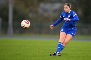 Genero Adran Premier fixture between Cardiff City Women FC and Barry Town United Women at Leckwith Stadium in Cardiff, Wales