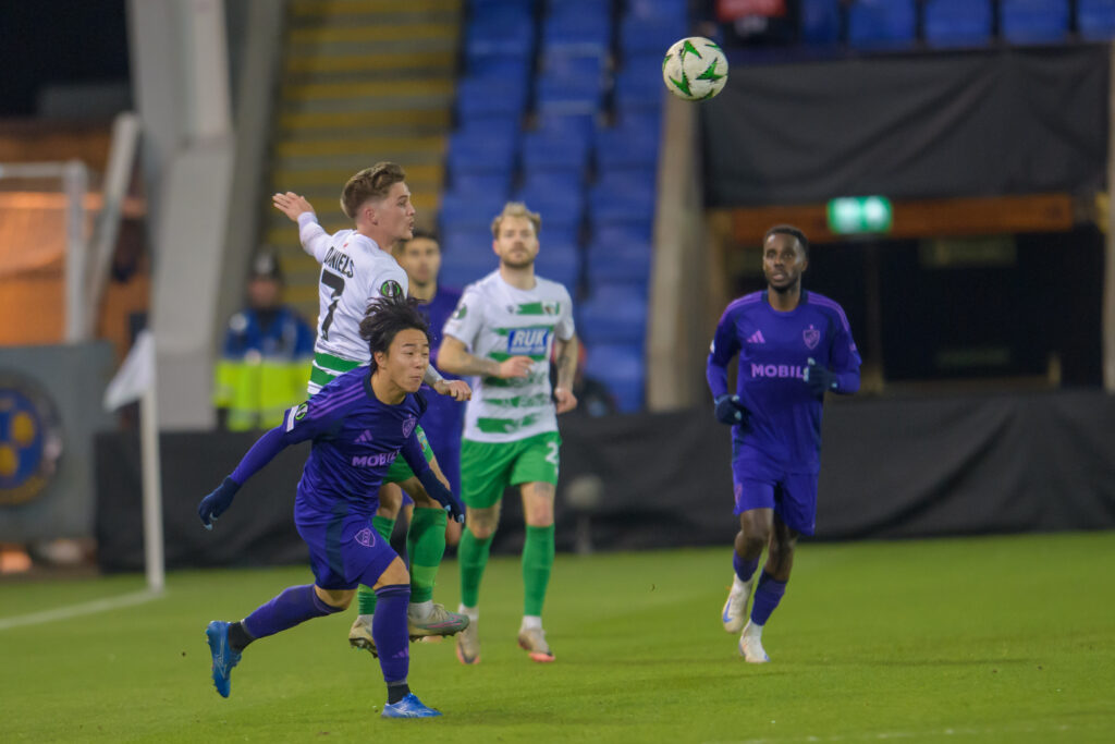 Shrewsbury, England 28 November 2024. UEFA Conference League league phase match between The New Saints and Djurgardens.