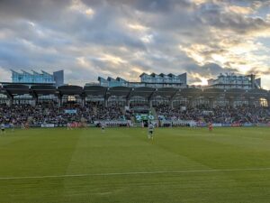 Action from Shamrock Rovers vs. Sligo Rovers in the League of Ireland Premier Division at the Tallaght Stadium on 28 April 2023.