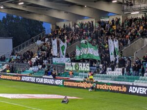 Home stand of Shamrock Rovers at Tallaght Stadium at a League match vs Sligo Rovers (2024)