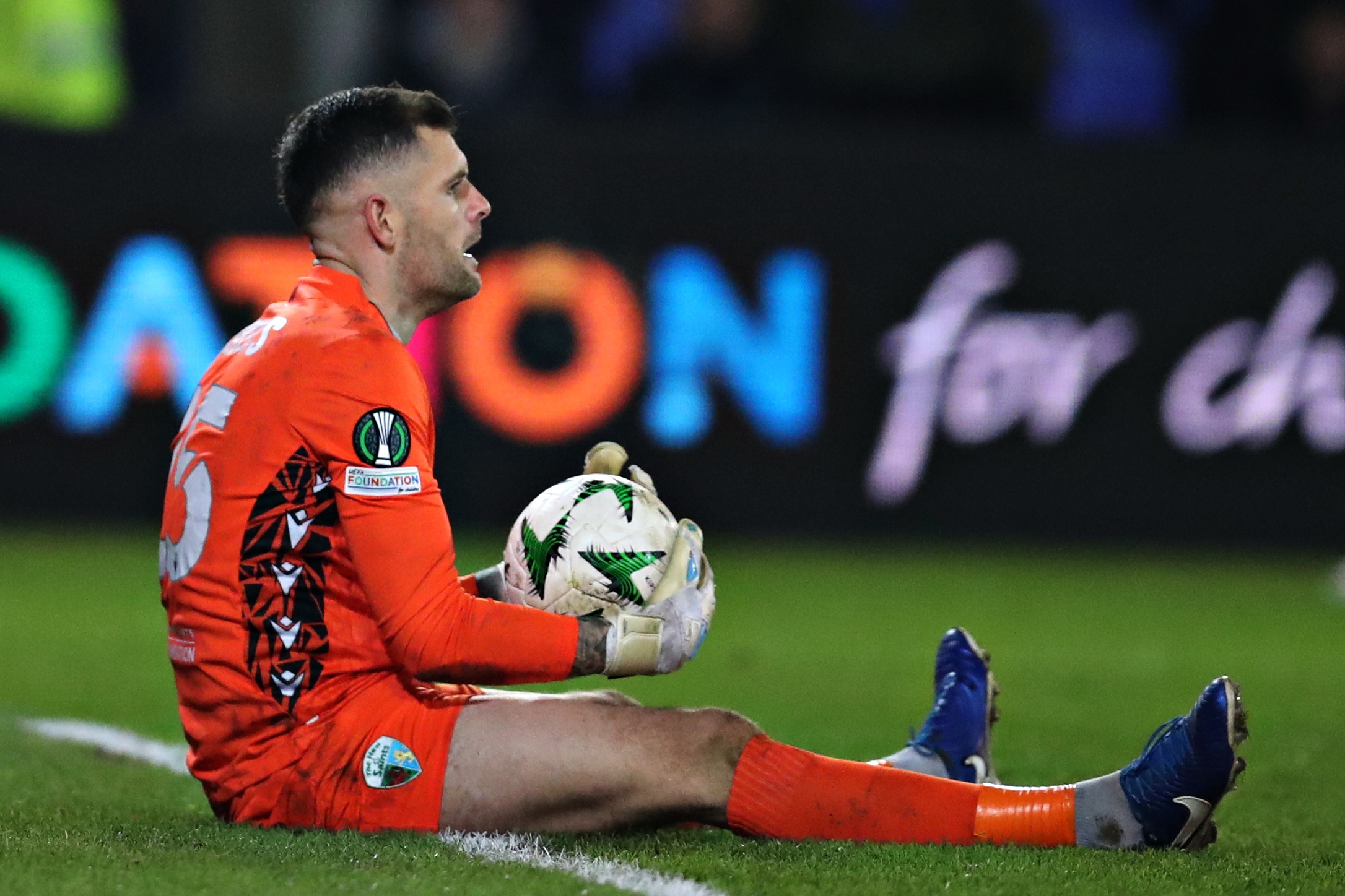 TNS' Connor Roberts during The New Saints vs Djurgardens IF Fotboll in matchday 4 of the UEFA Conference League at The Croud Meadow, Shrewsbury