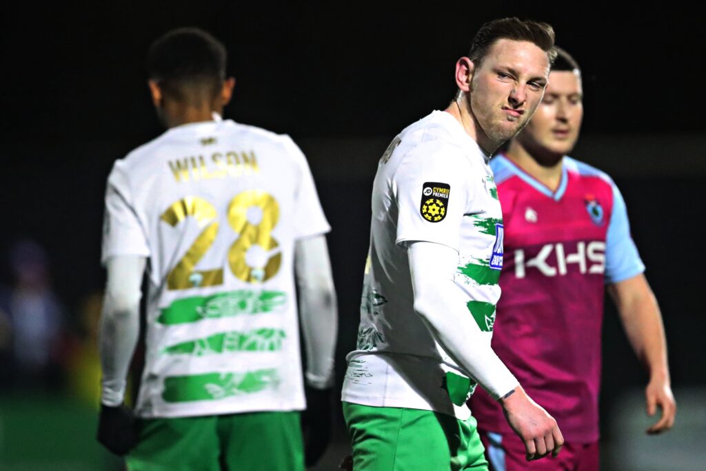 Declan Mcmanus of The New Saints F.C. during The New Saints vs Colwyn Bay FC in Round 4 of the FAW Welsh Cup at Park Hall, Oswestry