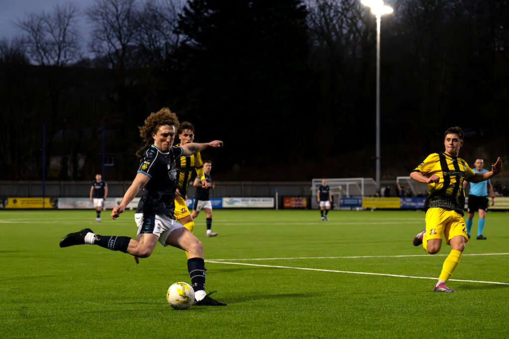 Haverfordwest County's Greg Walters during the JD Cymru Premier 24/25 Phase 1 match between Haverfordwest County A.F.C and Aberystwyth Town F.C. at Bridge Meadow Stadium in Haverfordwest on the 1st January 2025