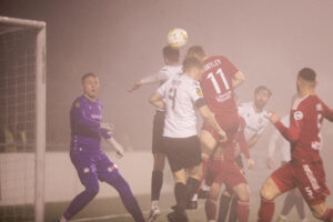 FLINT, WALES - 14TH JANUARY 2025: Connah's Quay Nomads score a third before half time the JD Cymru Premier fixture between Connah's Quay Nomads and Bala Town at the Essity Stadium, Flint. 14th of January, Flint, Wales