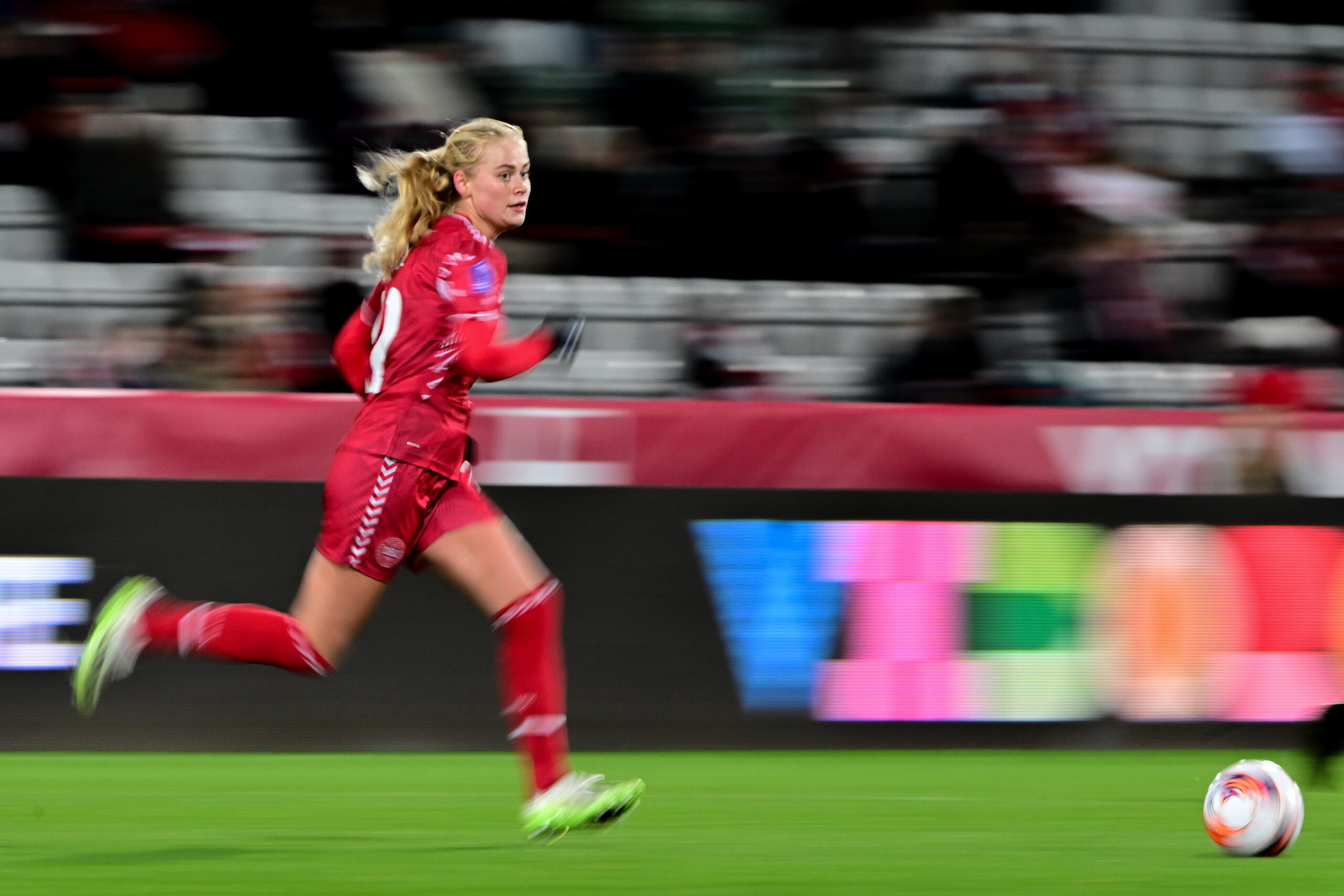 Denmarks Kathrine Kühl during the Nations League Group A match between Denmark and Wales