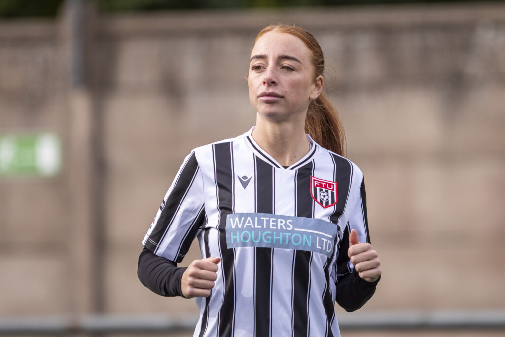 Flint Town United Ladies' Taylia Chaloner ahead of the Genero Adran Trophy fixture between Flint Town United Ladies and CPDM Y Felinheli at The Essity Stadium, Flint. 13th of October, Flint, Wales