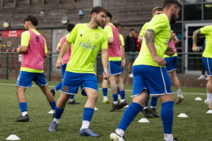 Sonny Lewis of Chepstow Town during the warm up. Chepstow Town v Ynyshir Albions in the Ardal Southern League Play Off Final at the Centre For Sporting Excellence on the 23rd May 2025
