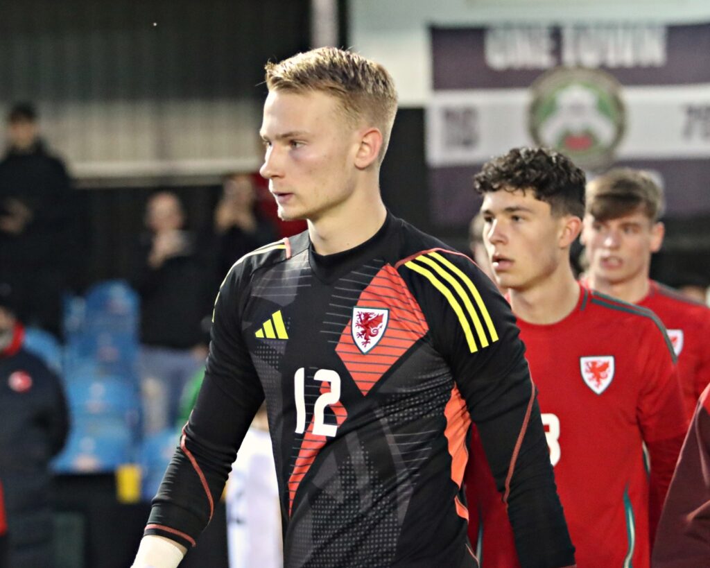 Cardiff City and Penybont's Luke Armstrong in action for the Wales U19s against Turkey in a UEFA EURO U19 Championship Qualifiers