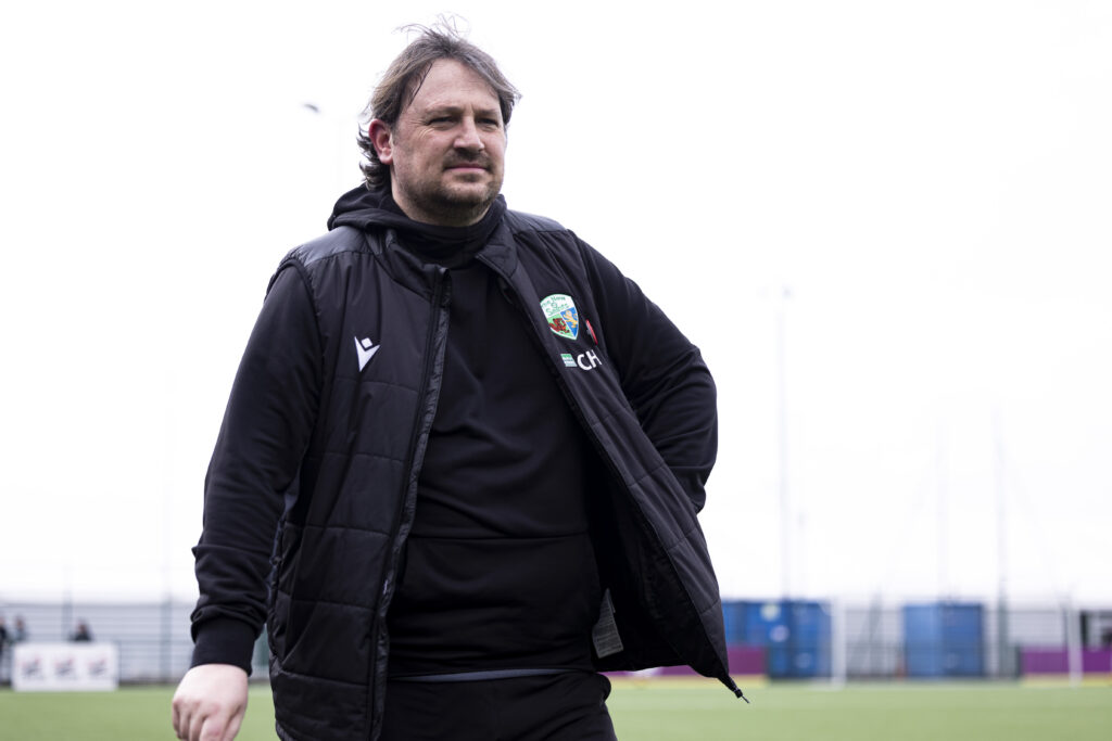 TNS manager Craig Harrison ahead of kick off.
Cardiff Metropolitan University v The New Saints in the JD Cymru Premier at Cyncoed Campus on the 22nd March 2025