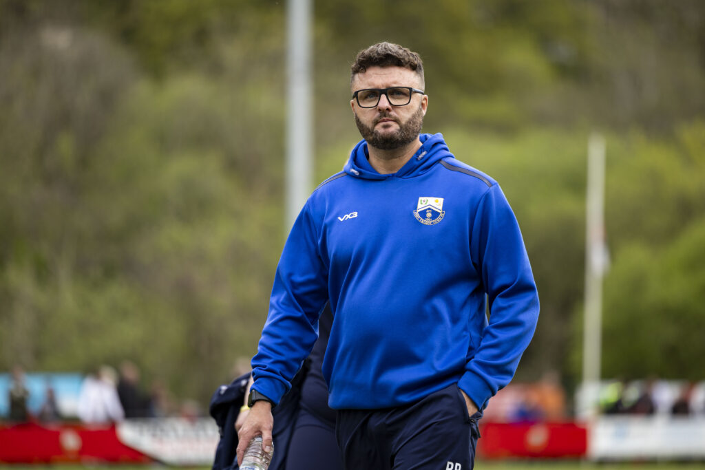 Port Talbot's Manager Richard Ryan during the 2024/25 FAW Dragon Signs Amateur Trophy final between Port Talbot Town FC and Penygraig United FC at Ynys Park, Trefelin
