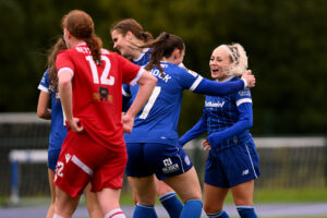 Genero Adran Premier 25/26 Phase 1 fixture between Cardiff City Women FC and Briton Ferry Llansawel Ladies at Cardiff International Sports Stadium in Cardiff, Wales