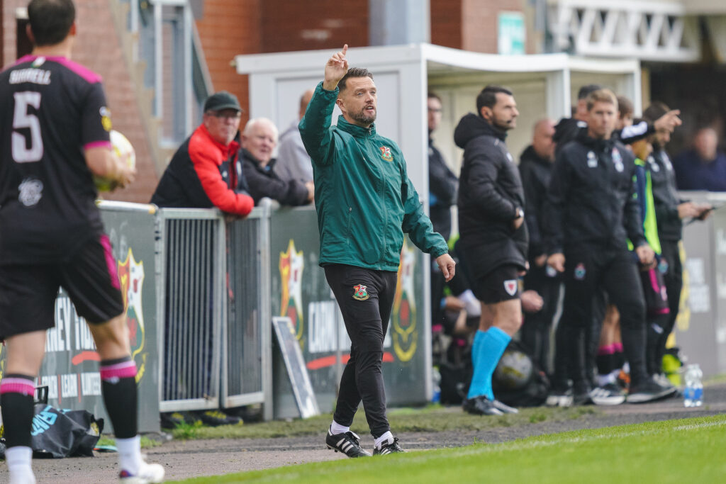 Llanelli Town Manager Lee John during the JD Cymru Premier 2025/26 fixture Llanelli Town vs Colwyn Bay at Stebonheath Park, Llanelli, Wales