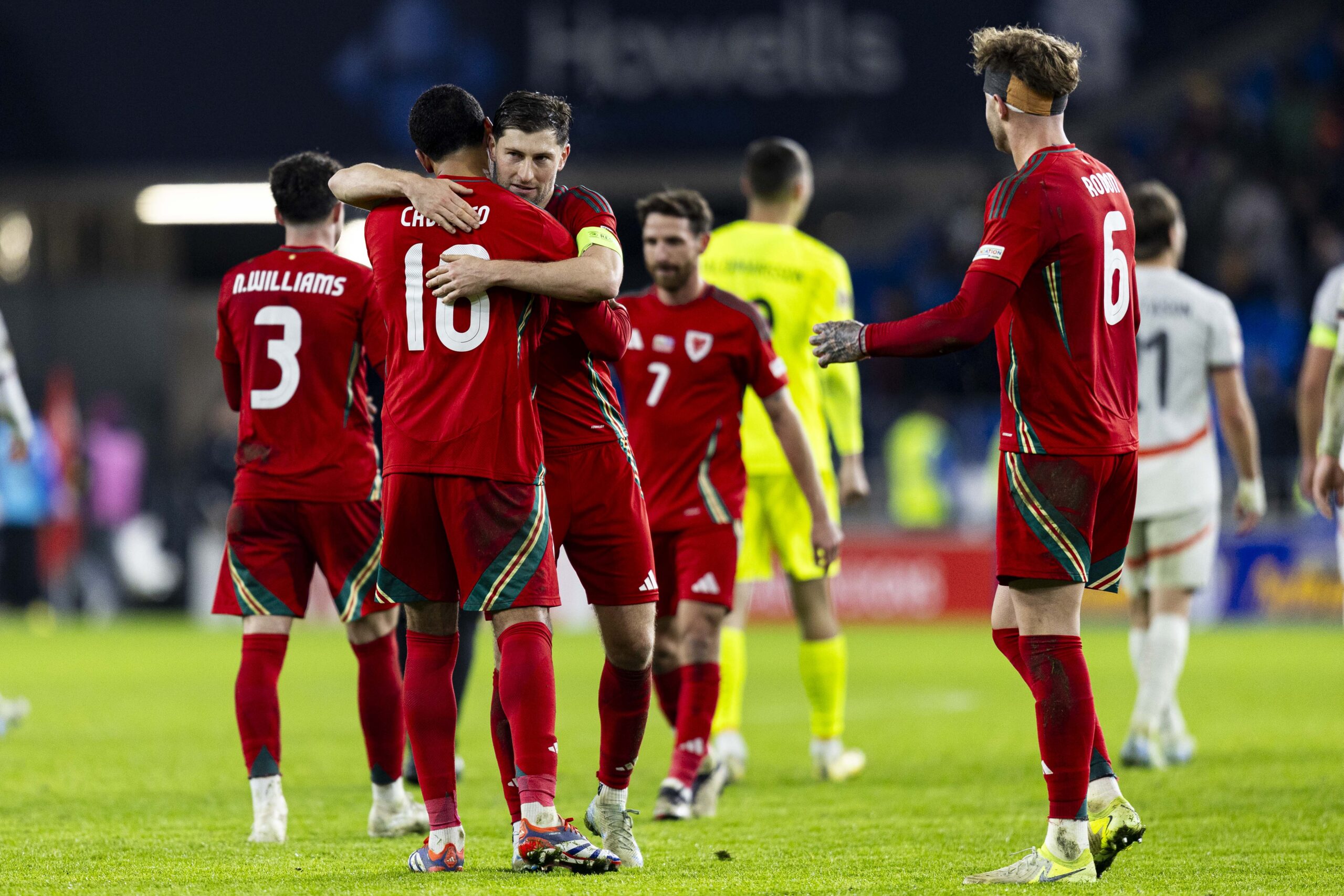 Ben Davies of Wales at full time. Wales v Iceland in the UEFA Nations League at Cardiff City Stadium on the 19th November 2024.