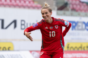 International Football, UEFA Womens Euro 2025 qualifier League B match between Wales Women and Kosovo Women at Parc y Scarlets, Llanelli, Wales, UK.