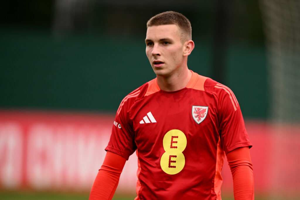 Jonathan Bland of Wales u21 during a training session at Dragon Park in Newport, Wales