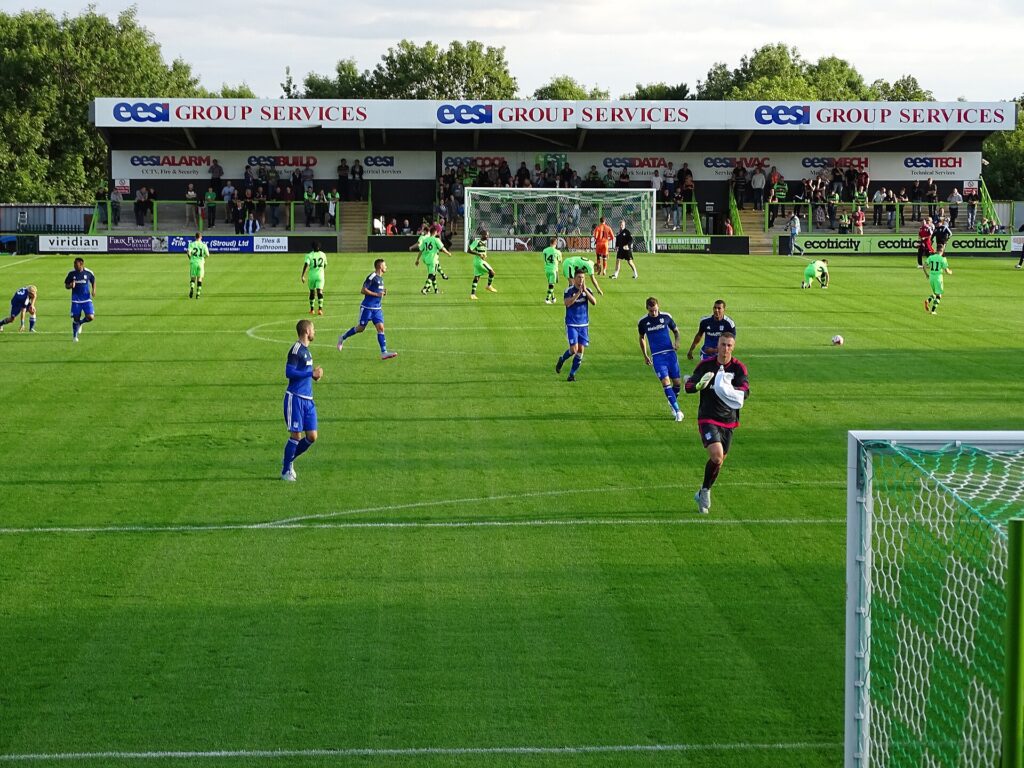 A general view of Forest Green's The New Lawn Stadium