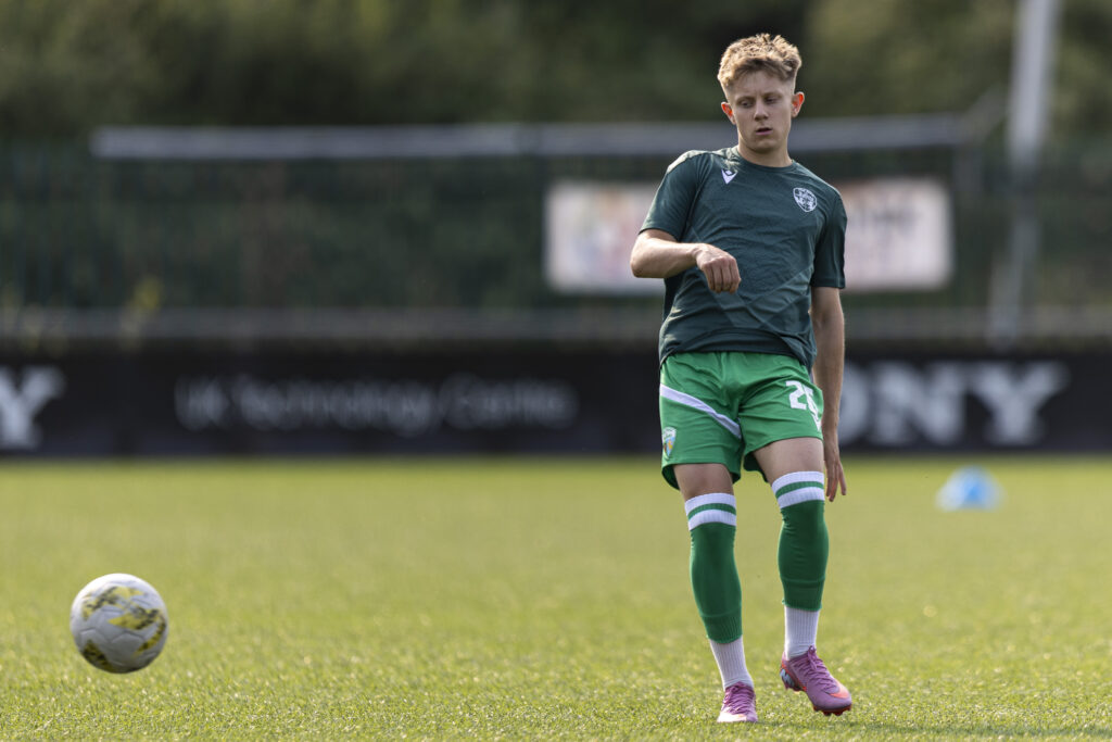 BRIDGEND, WALES. - 16TH AUGUST 2025: 
Louis Phillips of TNS during the warm up.
Penybont v The New Saints in the JD Cymru Premier at the Dragon Bet Stadium on the 16th August 2025