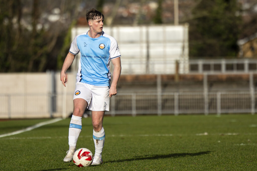 NEWPORT, WALES - 31ST JANUARY 2026: Ellis Sage of Newport City in action. Newport City v Aberystwyth Town in the JD Cymru South at Newport Stadium on the 31st January 2026