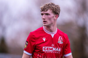 FLINT, WALES - 14TH FEBRUARY 2026: Briton Ferry's Ollie Anderson during the JD Cymru Premier fixture between Flint Town United and Briton Ferry Llansawel at the Essity Stadium, Flint. 14th of February, Flint, Wales