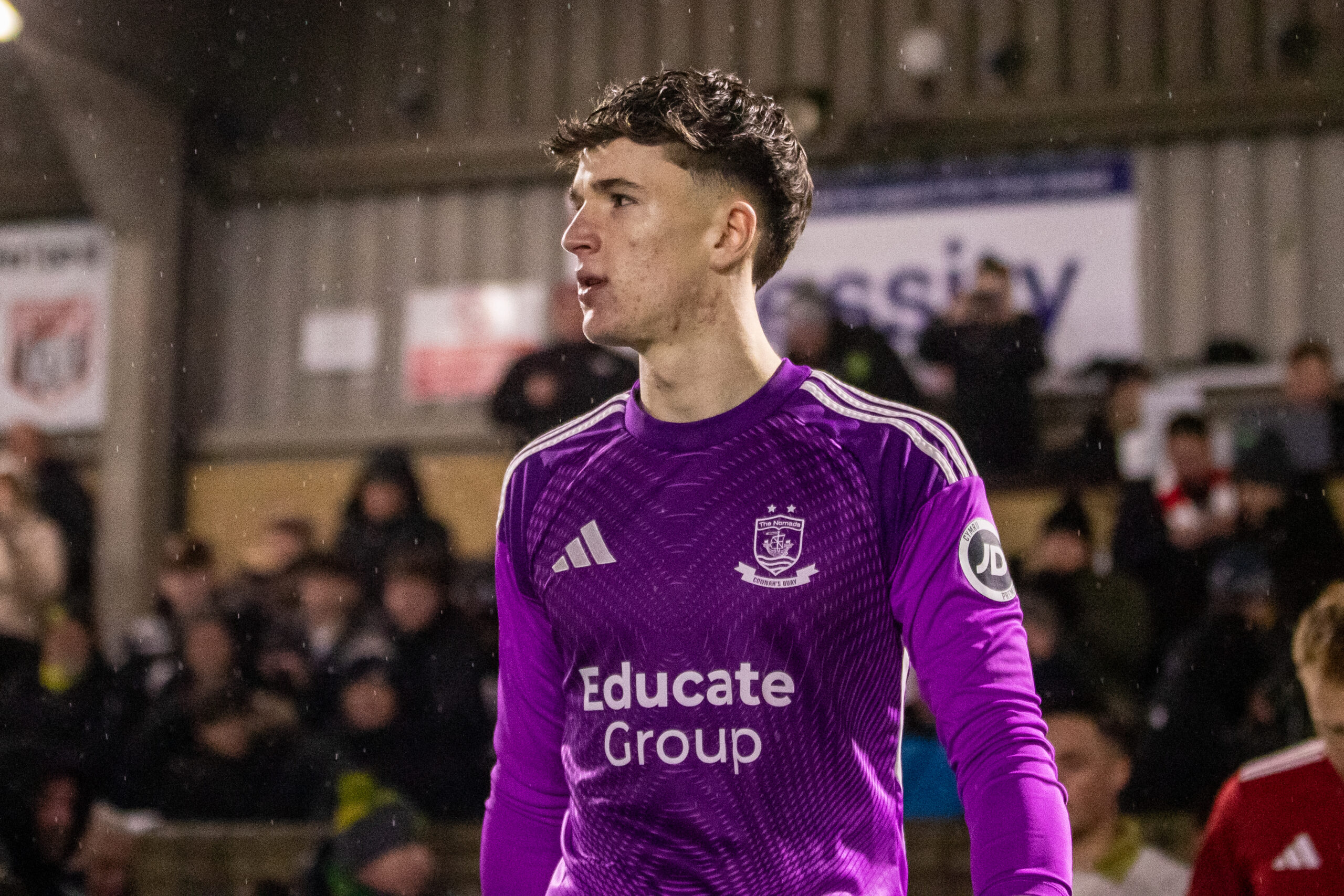 FLINT, WALES - 6TH FEBRUARY 2026: Connah's Quay Nomads Goalkeeper Kit Margetson ahead of the JD Cymru Premier fixture between Connah’s Quay Nomads and Caernarfon Town at the Essity Stadium, Flint. 6th of February, Flint, Wales