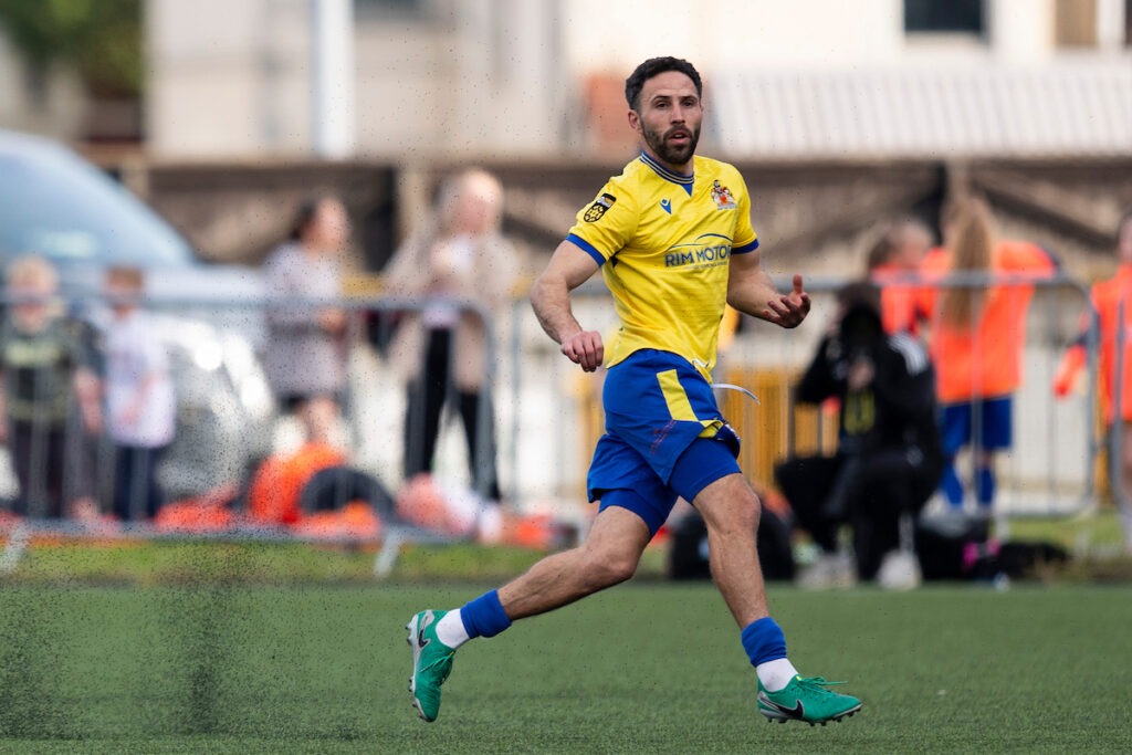 BARRY, WALES - 26 APRIL 2026: Robbie Willmott of Barry Town United during the 2025/26 JD Cymru Premier European Play Off Semi Final between Barry Town United AFC & Haverfordwest County at Jenner Park, Barry, Wales