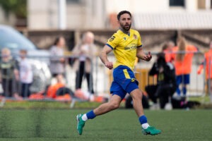 BARRY, WALES - 26 APRIL 2026: Robbie Willmott of Barry Town United during the 2025/26 JD Cymru Premier European Play Off Semi Final between Barry Town United AFC & Haverfordwest County at Jenner Park, Barry, Wales