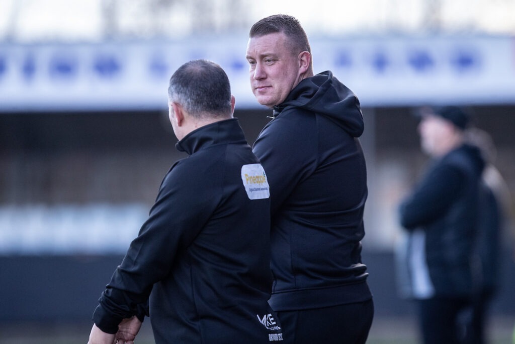 RHYL, WALES - 22ND NOVEMBER 2025: Cwmbran Town staff during the JD Welsh Cup fixture between CPD Y Rhyl 1879 and Cwmbran Town at the Hops and Barley Stadium, Rhyl. 22nd of November, Rhyl, Wales