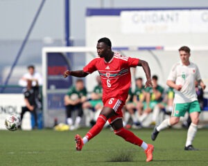 BROUGHTON, FLINTSHIRE, WALES - 9th MAY 2026 - Penybont midfielder Joao Manga Marinho of Tim Rhanbarthol y De during Tim Rhanbarthol y Gogledd vs Tim Rhanbarthol y De in the Second Leg of the Regions Cup Play-Off at the Hollingsworth Group Stadium, Broughton