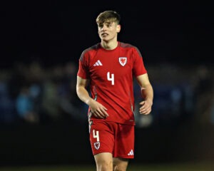 RHYL, DENBIGHSHIRE, WALES - 25th MARCH 2025 - Dylan Lawlor of Cymru during Turkiye MU19 vs Cymru MU19 in the UEFA European Under-19 Championship Elite Group 7 at the Hops and Barley Community Stadium, Rhyl