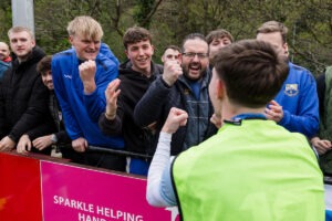 Fans during the 2024/2025 FAW Dragon Signs Amateur Trophy Final between Port Talbot Town FC & Penygraig United FC at Ynys Park, Trefelin, Port Talbot, Wales