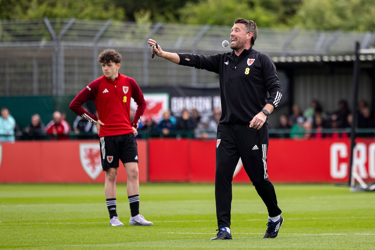 NEWPORT, WALES - 25TH MAY 2025: Rob Edwards leads a coaching session. FAW National Coaches Conference at Dragon Park on the 25th May 2025