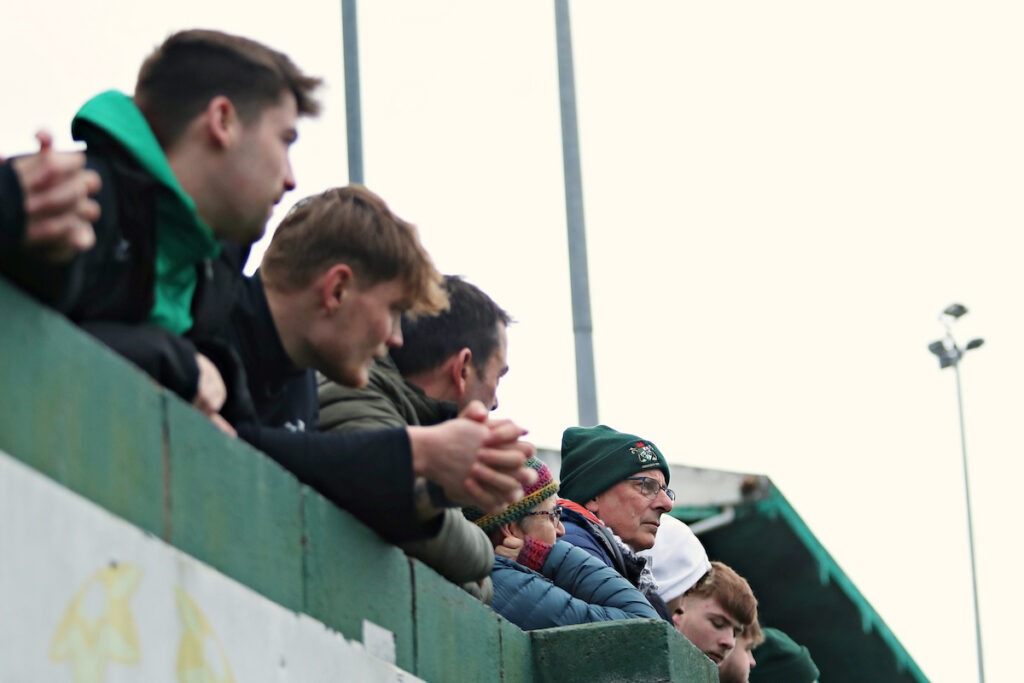 Aberystwyth fans during Aberystwyth Town vs Caerau Ely AFC in Round 24 of the JD Cymru South at Park Avenue, Aberystwyth