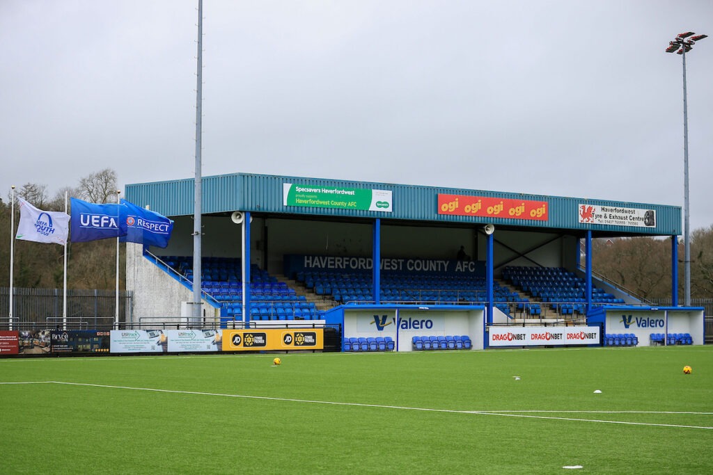 A general view of Cymru Premier stadium Ogi Bridge Meadow, home of Haverfordwest County