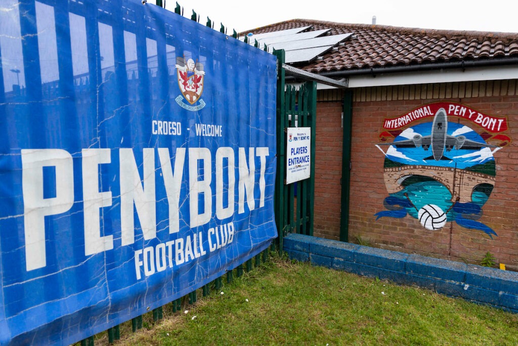 General View of the Dragonbet Stadium during the 2025/26 JD Cymru Premier European Play Off Final between Penybont & Haverfordwest County at the DragonBet Stadium, Bridgend, Wales