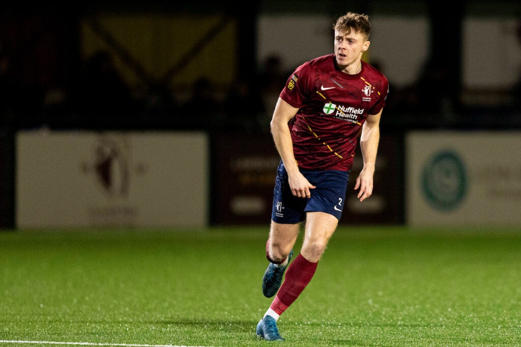 Matt Chubb of Cardiff Met in action.
Cardiff Met v Haverfordwest County in the JD Cymru Premier at Cyncoed Campus on the 23rd January 2026. (Pic by Lewis Mitchell/FAW)