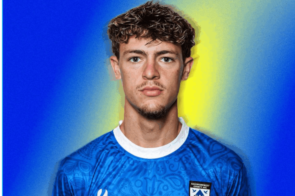 Former Swansea City defender Ben Phillips posing for his Haverfordwest County headshot