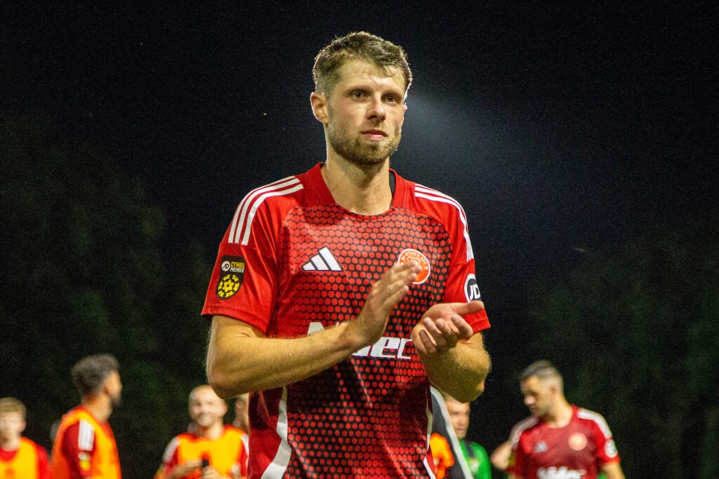 Newtown's Jason Oswell following the JD Cymru Premier fixture between Newtown and Aberystwyth Town at Latham Park, Newtown, Wales